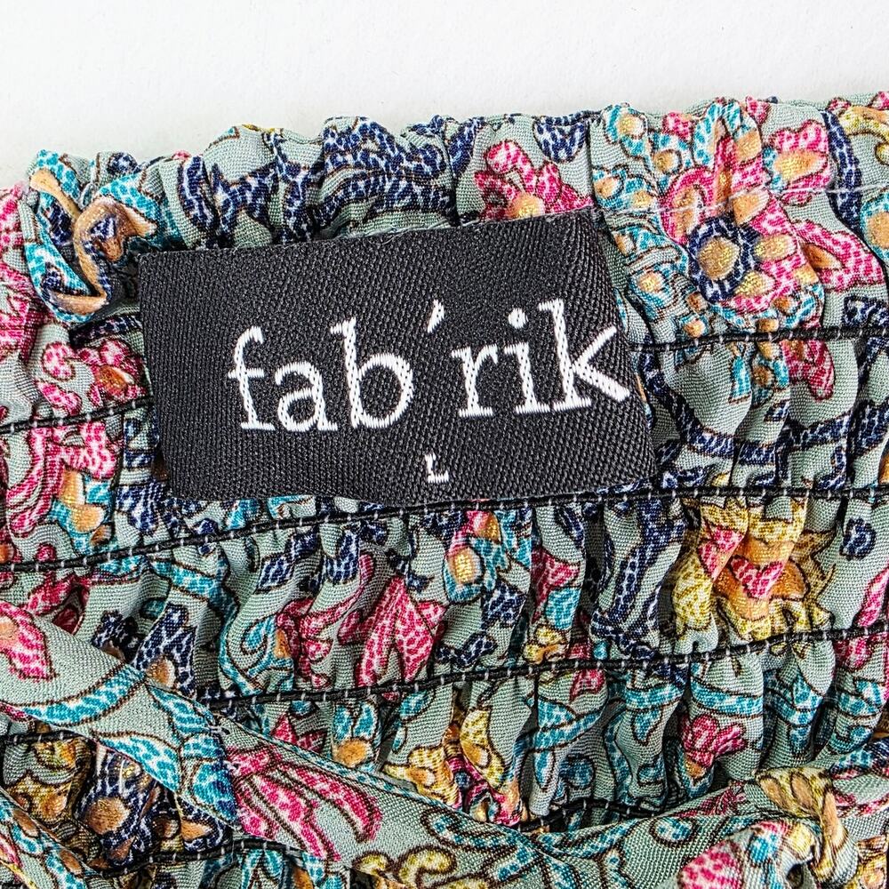 fab’rik Maxi Dress Large Mint Paisley Boho Tassel Tie Cottage Festival Whimsical - Picture 4 of 12